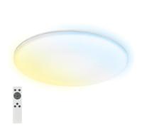 BRILONER - Plafoniera LED per bagno a luce indiretta, telecomando, protezione da polvere e spruzzi d'acqua, plafoniera LED, lampada da bagno, 35 x 5,5 cm, bianco
