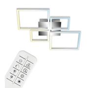 BRILONER - Plafoniera LED soffitto, Lampadario LED, Lampada led, Telecomando, Controllo Temperatura Colore, Funzione Luce Notturna e Timer, Alluminio Cromato, 38 W, 4.000 lm, 750x467x75mm (LxWxH)