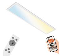 Briloner - Plafoniera led soffitto Smart, lampadario led, lampadario bagno, lampadario camera da letto, lampadario cucina, Wifi Ultra Flat, CCT, dimmerabile, controllo vocale, bianco, 1000x250x66 mm
