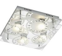 BRILONER - PLAFONIERA LED TORA 4 x GU10 3 watt 250 lumen 3000K CROMO E VETRO ...