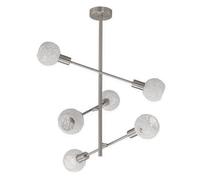 BRILONER - PLAFONIERA NATURE BALL CON STELO A 6 LUCI 5,5W E14 NICKEL SATINATO
