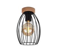 BRILONER - Plafoniera Vintage, Lampada da Soffitto con Paralume a Filo, Retro, 1X E27, Max 60 Watt, Legno Nero, 175 x 256 mm (DxH) (3038-015)