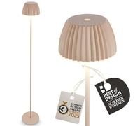 Briloner - Riffle lampada da terra senza fili IP44 con touch, dimmerabile, funzione memoria, piantana a batteria, lampada da pavimento, vincitore del German Design Award 2025, 19 x 124 cm, beige