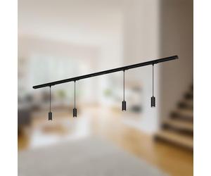 BRILONER - Set completo di binari, 4x LED a sospensione dimmerabili, lampade, sistema a binario a soffitto, binario per faretti, lampada a soffitto, plafoniera, lampada a sospensione, 1,5 m, nero