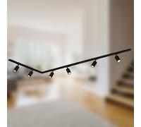 BRILONER - Set completo di binari, 6x spot GU10 orientabili, a L, sistema di binari a soffitto, binario per faretti, lampada a soffitto, plafoniera, faretto, 3 m, nero