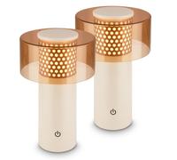 Briloner - Set da 2 Lampade LED Memoria IP44 Coffee Grigio Caldo | Set Da 2, Dimmer Touch Continuo, Funzione Memoria, USB C, Utilizzabile Durante La Carica, IP44, Batteria Sostituibile