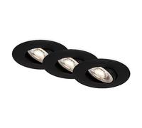BRILONER Set da 3 Faretti a Incasso LED 230V, Faretti a LED per il Bagno Ip65, Faretti a Soffitto Regolabili Senza Gradazioni, Faretti a LED, Faretti da Soffitto, Lampada da Bagno, Nero, 90x42 mm DxH
