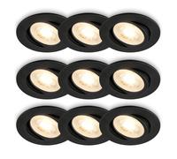 BRILONER - Set da 3x 3 faretti LED da incasso piatti, orientabili, luce bianca calda, faretti incasso, faretto led, per interno, diametro foro 68 mm, 8x2,2 cm, nero