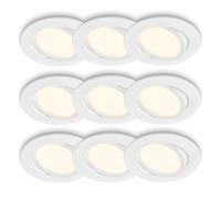 BRILONER - Set da 3x 3 faretti LED da incasso piatti, orientabili, luce bianca calda, faretti incasso, faretto led, per interno, diametro foro 68 mm, 8x2,2 cm, bianco