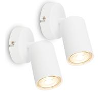 BRILONER - Set di 2 applique da parete per interni, attacco GU10, max. 9 W, applique camera da letto, interno, lampada parete, camera da letto, 8 x 15,5 cm, bianco