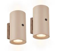 Briloner - Set di 2 Applique da Parete Sticklights, Batteria, Touch, Beige | Set di 2, Senza Fili, Senza Fori, Dimmerabile, Magnetica, Luce Bianca Calda, Soggiorno, Ricaricabile, 140lm, 3000K, 6,1x12cm