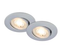 BRILONER - Set di 2 faretti LED da incasso 230V piatti, orientabili, luce bianca calda, faretto led, dimensione foro 68mm, 8x3,2 cm, cromo opaco