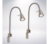 BRILONER - Set di 2 lampade da lettura LED con interruttore, orientabili, diverse posizioni di montaggio, applique da interno, lampada da parete, da letto, da comodino, 40,3 cm, nichel opaco