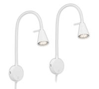 BRILONER - Set di 2 lampade da lettura LED con interruttore sul corpo, orientabili, luce bianca calda, applique camera da letto, applique interno, lampada parete, 45x8x20,5 cm, bianco