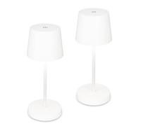 BRILONER - Set di 2 lampade da tavolo LED senza fili con touch, dimmerabili a livelli, lampada da scrivania senza fili, lampada ricaricabile, comodino, per esterni, 10,5x26 cm, bianco
