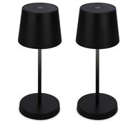 BRILONER - Set di 2 lampade da tavolo LED senza fili con touch, dimmerabili a livelli, lampada da scrivania senza fili, lampada ricaricabile, comodino, per esterni, 10,5x26 cm, nero
