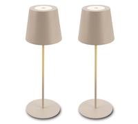 BRILONER - Set di 2 lampade da tavolo LED senza fili con touch, dimmerabili a livelli, regolabili in altezza, lampada da scrivania senza fili, lampada ricaricabile, comodino, 12x36 cm, beige