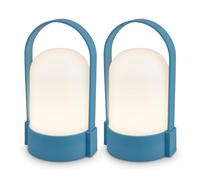BRILONER - Set di 2 lampade da tavolo LED senza fili IP44 con touch, dimmerabili a livelli, lampada da scrivania senza fili, lampada ricaricabile, comodino, per esterni, 8,5x8x15,5 cm, blu