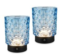 Briloner - Set di 2 Mini Lampade da Tavolo LED, IP54, Touch, Blu Colomba | Set di 2, Dimmerabile a Passi, Lampada da Comodino, Decorativa, Batteria Intercambiabile, 150lm, 2700K, IP54, 10x8x9cm