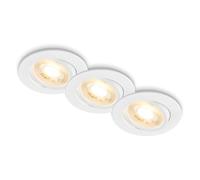 BRILONER - Set di 3 faretti da incasso 230V piatti, orientabili, luce bianca calda, faretto, dimensione foro 68mm, 8x2,2 cm, bianco
