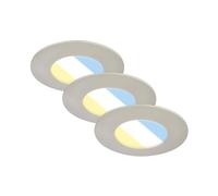 BRILONER - Set di 3 faretti da incasso a LED 230V, faretti da bagno a LED IP44, faretti da soffitto, faretti da soffitto, colore della luce regolabile, nichel opaco
