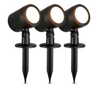 BRILONER - Set di 3 faretti LED da esterno con spina, resistenti agli spruzzi, colore della luce bianco caldo, lampada da esterno, illuminazione da giardino, luci da esterno giardino