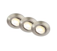 BRILONER - Set di 3 faretti LED da incasso 230V Alloggiamento 50% riciclato, Dimmerabile, Orientabile, Ra90, Cambio temperatura colore, Spot LED, 90x24mm (DxH), Nickel opaco