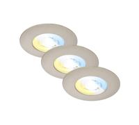 BRILONER Set di 3 Faretti LED da Incasso 230V, Faretto LED Bagno Ip44, Faretti da Soffitto, Faretti LED, Faretti da Soffitto, Colore Luce Regolabile, Nichel Opaco