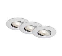 BRILONER Set di 3 Faretti LED da Incasso 230V, Faretto LED Bagno Ip65, Faretti da Soffitto Dimmerabili In Continuo, Faretti LED, Faretti da Soffitto, Lampada da Bagno, Cromo Opaco, 90x42 mm DxH