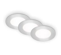 BRILONER - Set di 3 luci LED da incasso a soffitto, luci da incasso ultrapiatte, faretti da incasso, luce bianca neutra, cromo opaco, 86x30 mm (DxH)