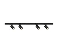 BRILONER - Set iniziale di binari, 4x spot GU10 orientabili, espandibili, sistema di illuminazione a binario a soffitto, binario per faretti, lampada a soffitto, plafoniera, faretto, 1,5 m, nero