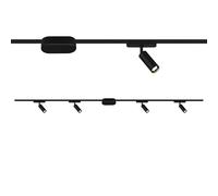 BRILONER - Set Sistema a binari, 4x faretti LED, espandibili, orientabili, lampade, sistema di illuminazione a binario a soffitto, binario per faretti, lampada a soffitto, plafoniera LED, 2 m, nero