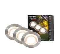 Briloner - Sistema da giardino Connect to Shine 12V, set di 3 faretti da incasso a LED con manicotto, set di prolunghe, IP67, luce bianca calda, illuminazione da giardino, 45x66 mm, colore argento