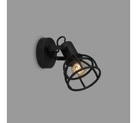 Briloner - Spot da parete retrò con paralume a traliccio, lampada da parete a 1 lampada vintage, attacco E14 max. 25 watt, paralume regolabile, lampada da parete rustica in acciaio, nero 2669-015