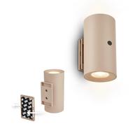 BRILONER Sticklights - Lampada da parete senza elettricità o foratura, con batteria, touch dimmerabile, luce bianca calda, senza fili, ricaricabile, da parete, 6,1 x 12 cm, colore: beige