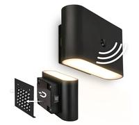 BRILONER Sticklights - Lampada parete senza fili con rilevatore di movimento batteria ricaricabile, staccabile magneticamente, applique a batteria, applique da interno, 16x9,5x6,5 cm, nero