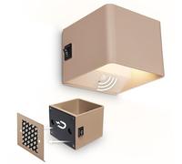 BRILONER Sticklights - Lampada parete senza fili con rilevatore di movimento, batteria ricaricabile, staccabile magneticamente, applique a batteria, applique da interno, 10x8x10 cm, beige