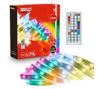 BRILONER - Striscia LED 10 m, dimmerabile continuo, CCT IC bianco regolabile e RGB IC con cambio colore dinamico, telecomando, sensore musicale, alimentazione da presa, decorazione stanza, Bianco