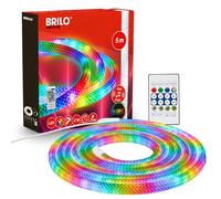 BRILONER - Striscia LED 5 m con telecomando, RGB IC con cambio colore dinamico, USB, luce a 360 gradi, sensore musicale, effetto neon flessibile per decorazione gaming, strisce LED, striscia RGB