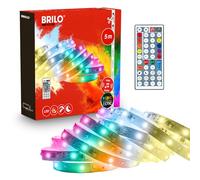 BRILONER - Striscia LED 5 m, dimmerabile continuo, CCT IC bianco regolabile e RGB IC con cambio colore dinamico, telecomando, sensore musicale, alimentazione da presa, decorazione stanza, Bianco