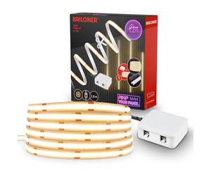 BRILONER - Striscia LED COB Pimp Your Panel kit iniziale, 3000K luce bianco caldo, con interruttore su cavo, tagliabile, autoadesiva, illuminazione LED per pannelli acustici, 2,6 m