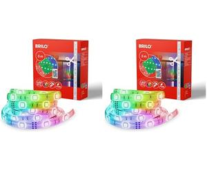 Briloner - Striscia LED RGB 5m, Striscia Luminosa LED, Cambia Colore, Telecomando, Striscia LED, Barra LED (Confezione da 2)