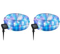 Briloner - Striscia LED RGB solare 10 metri, luce colorata, catena luminosa solare impermeabile per esterni, striscia LED con 2 modalità di luce, tubo LED per esterni, nastro LED solare, trasparente
