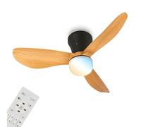 BRILONER - Ventilatore da soffitto con luce LED, telecomando, motore DC silenzioso con 3 velocità, CCT e luminosità regolabile, pale rimovibili, lampadario ventilatore da soffitto, 78cm, nero e legno