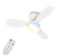 BRILONER - Ventilatore da soffitto con luce LED, telecomando, motore DC silenzioso con 3 velocità, CCT e luminosità regolabile, pale rimovibili, lampadario ventilatore da soffitto, 60 cm, bianco