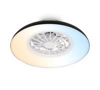 BRILONER - Ventilatore da soffitto con luce LED, telecomando, motore DC silenzioso con 5 velocità, CCT e luminosità regolabile, lampadario ventilatore da soffitto, lampadario, 48,5 cm, nero, bianco