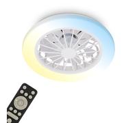 BRILONER - Ventilatore da soffitto con luce LED, telecomando, motore DC silenzioso con 5 velocità, CCT e luminosità regolabile, lampadario ventilatore da soffitto, lampadario, 38 cm, bianco
