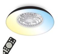 BRILONER - Ventilatore da soffitto con luce LED, telecomando, motore DC silenzioso con 5 velocità, CCT e luminosità regolabile, lampadario ventilatore da soffitto, lampadario, 60 cm, nero, bianco