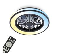 BRILONER - Ventilatore da soffitto con luce LED, telecomando, motore DC silenzioso con 5 velocità, CCT e luminosità regolabile, lampadario ventilatore da soffitto, lampadario, 38 cm, nero