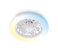 BRILONER - Ventilatore da soffitto con luce LED, telecomando, motore DC silenzioso con 5 velocità, CCT e luminosità regolabile, lampadario ventilatore da soffitto, lampadario, 38 cm, bianco